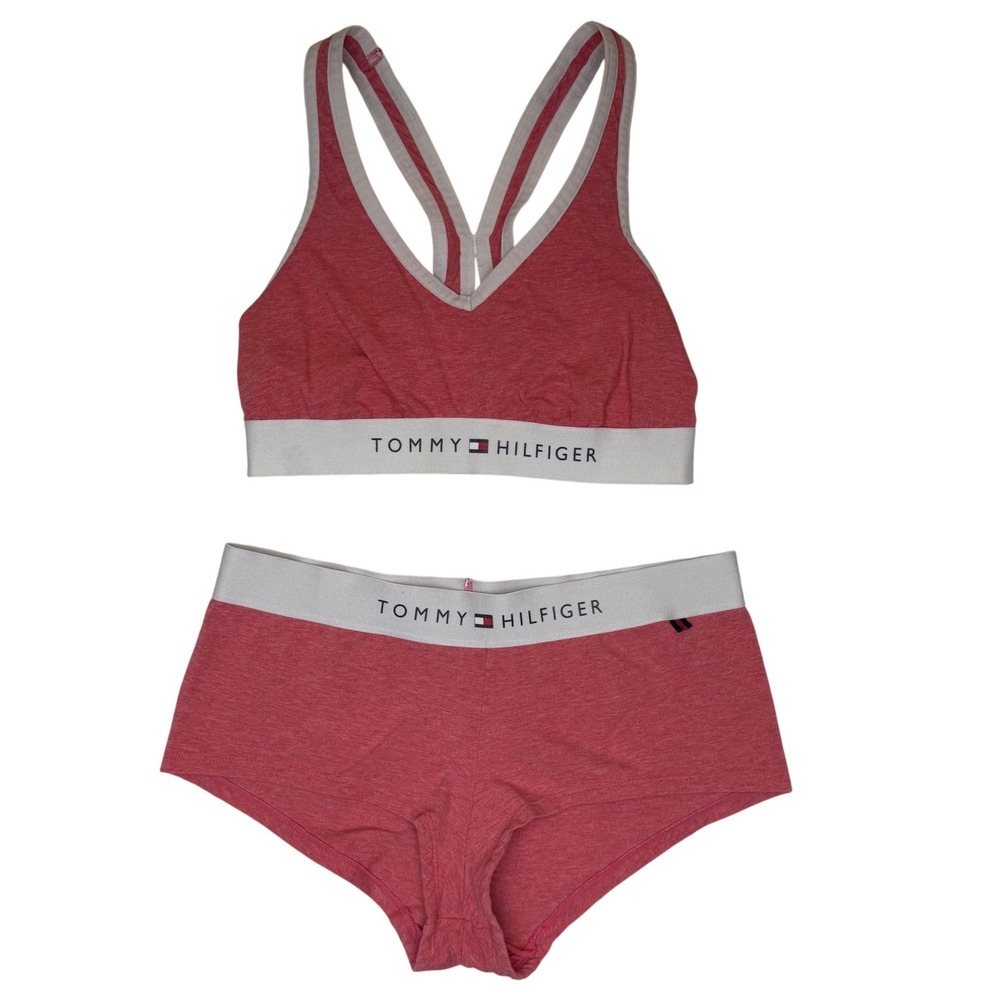 Tommy Hilfiger Set Bralette Boy‎ Short Logo Band Preppy Lounge M